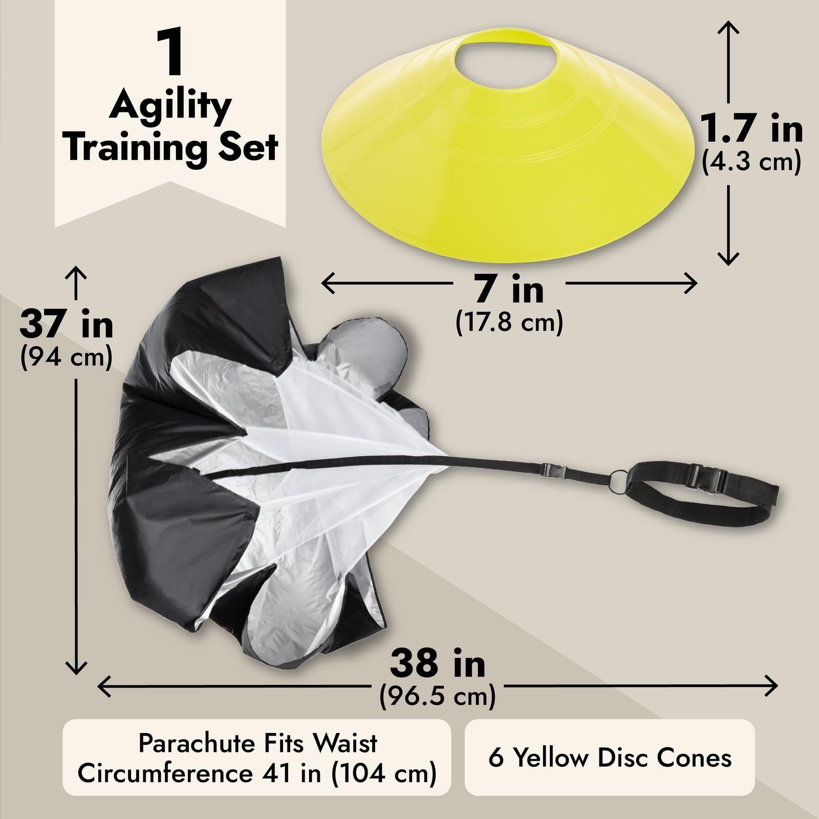 Juvale resistance parachute unfolded to show canopy offering progressive sprint resistance