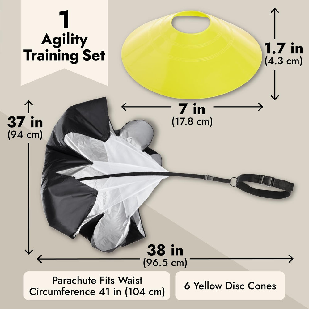 Juvale resistance parachute unfolded to show canopy offering progressive sprint resistance