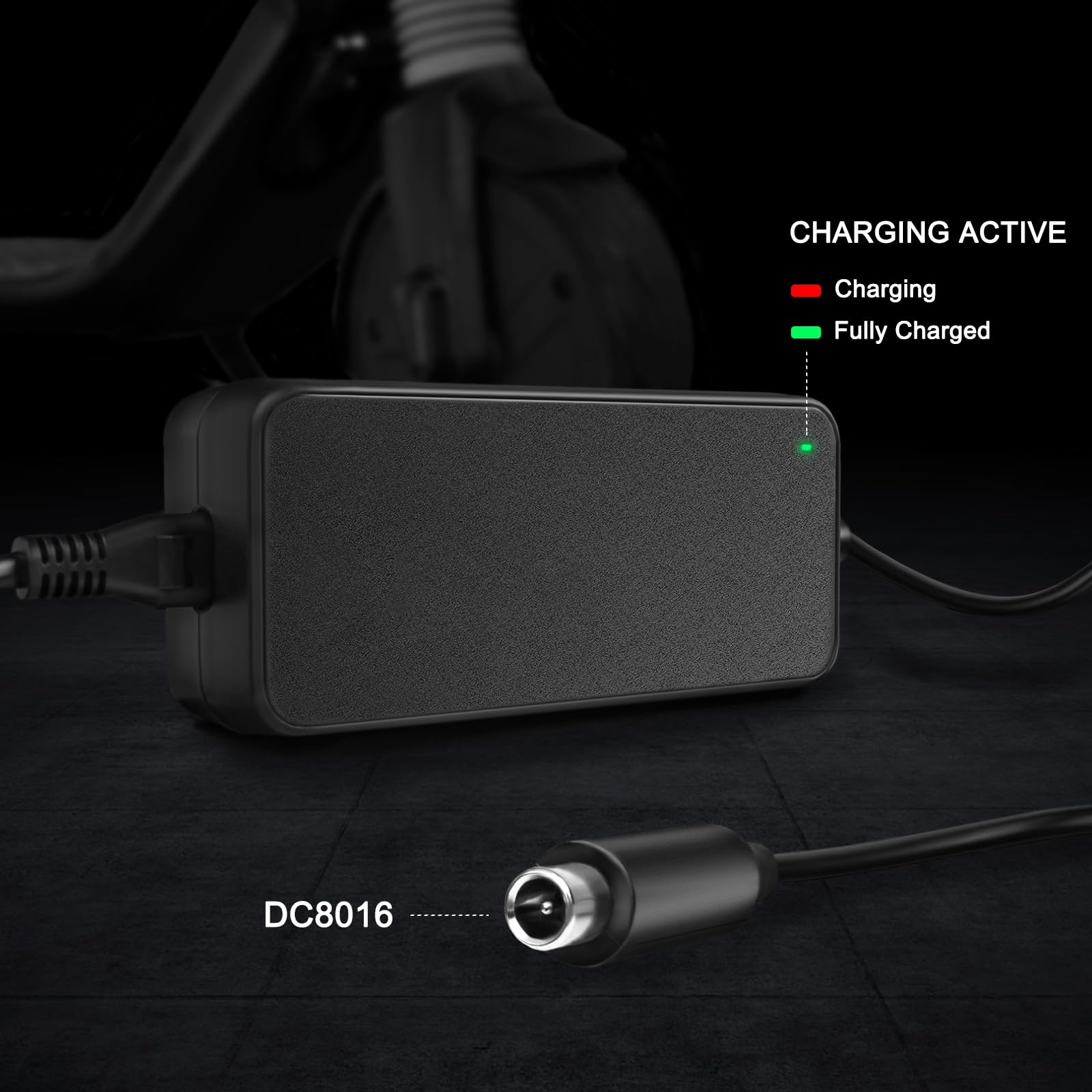 JUYOON charger connected to electric scooter for safe and consistent charging