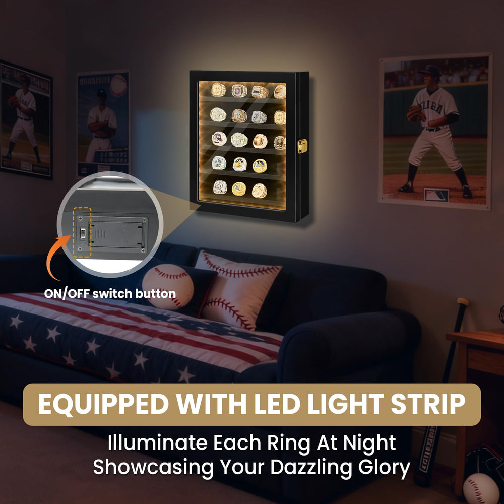 JWHOO LED lighting closeup highlighting ring details and enhancing shine