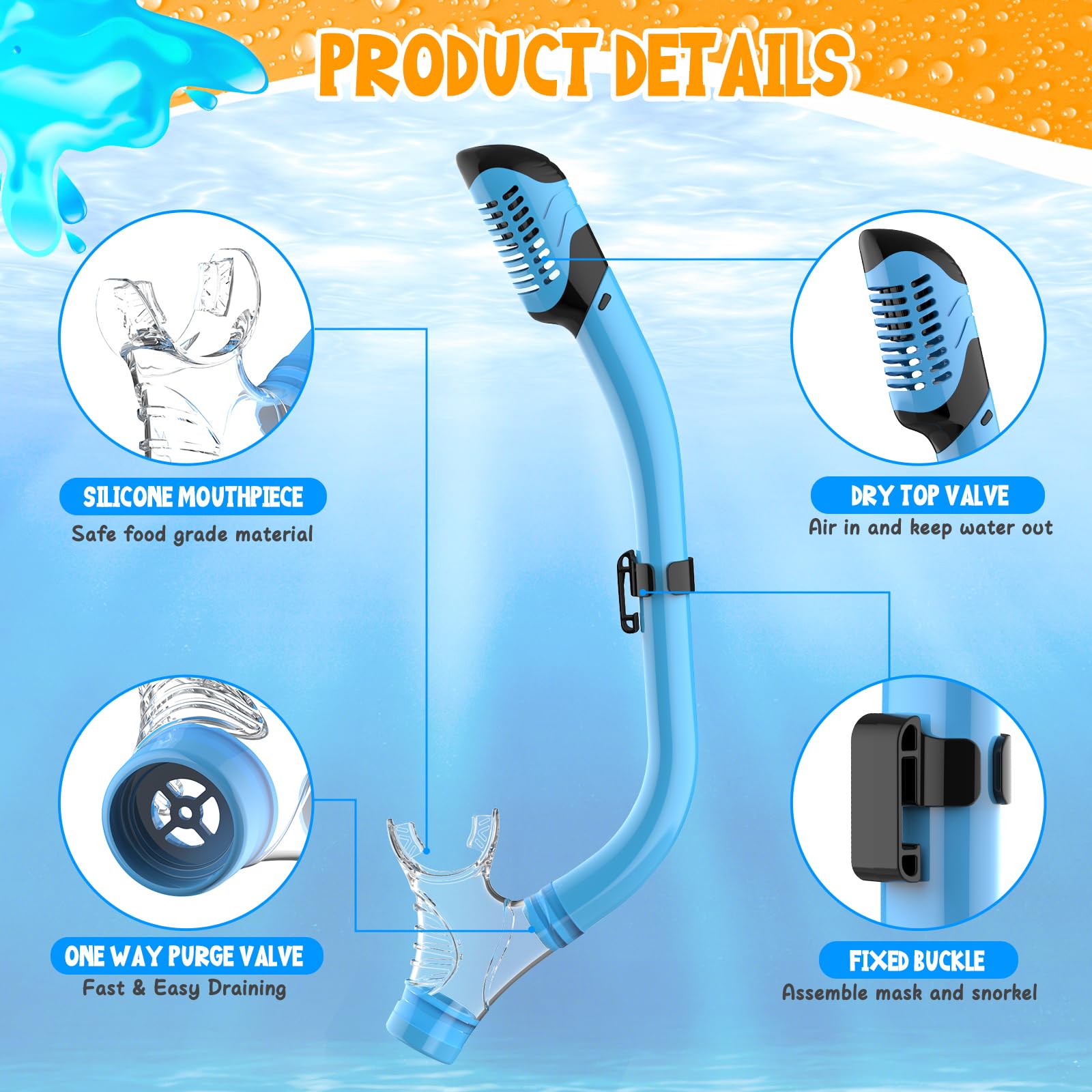 Jwintee snorkel top and purge valve showing water protection