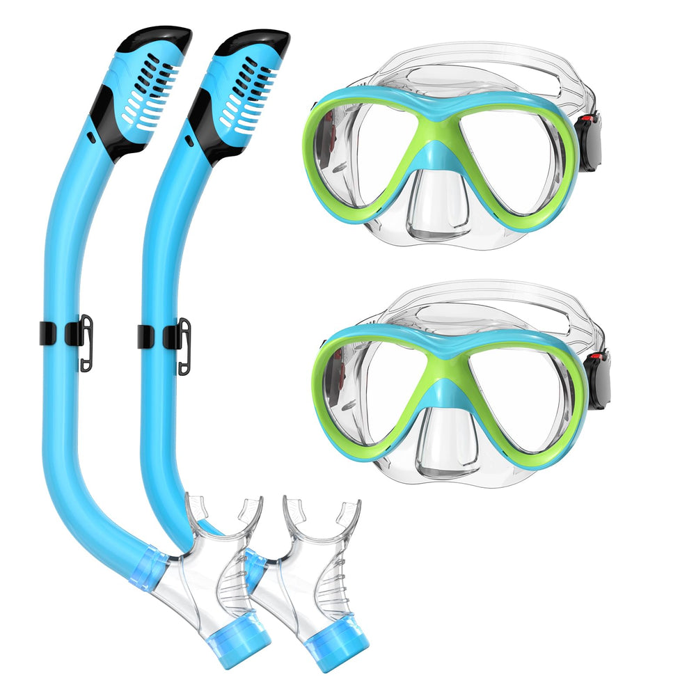Jwintee front view of mask and snorkel showing kit benefits