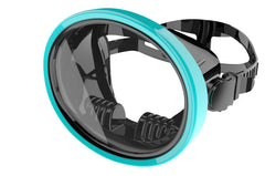 Jwintee front view mask showing wide panoramic view and clear optics benefit