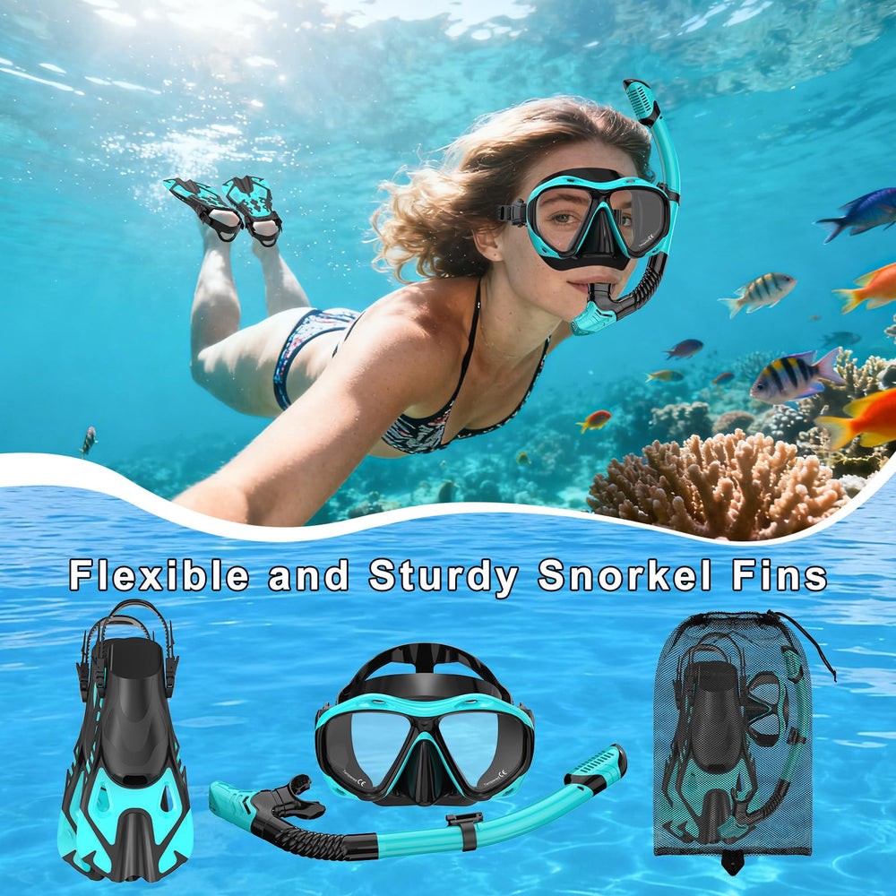 Jwintee mask being worn in water showing panoramic view and comfortable seal