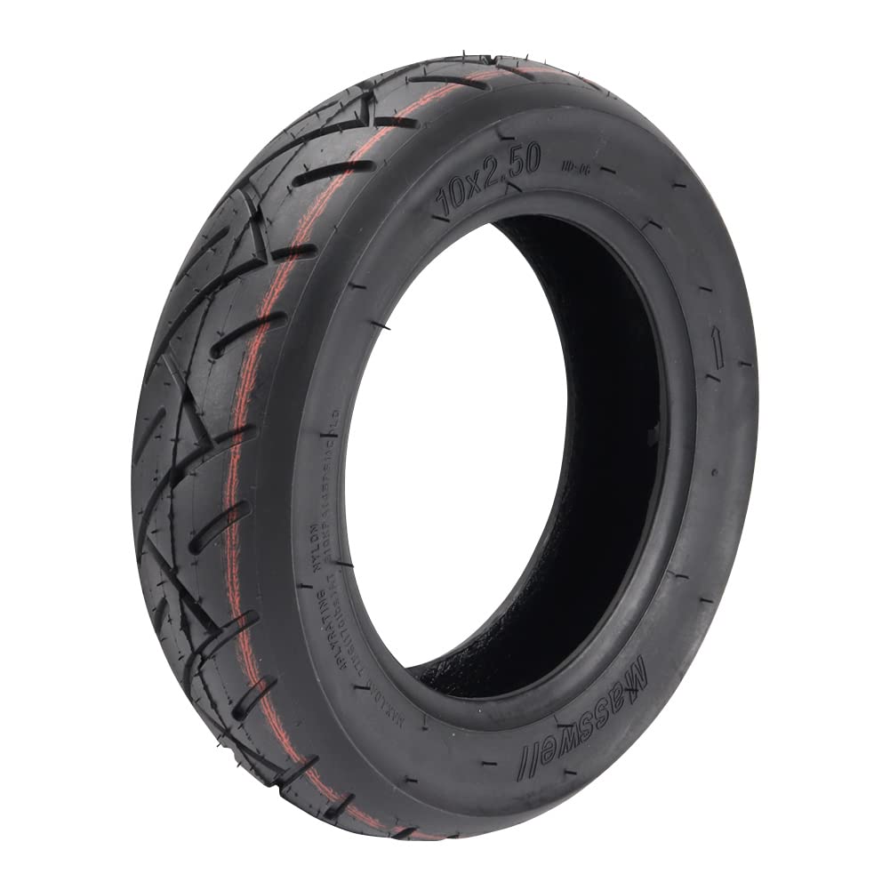 JXMOTO 10" tire next to ruler showing exact outer diameter for fit
