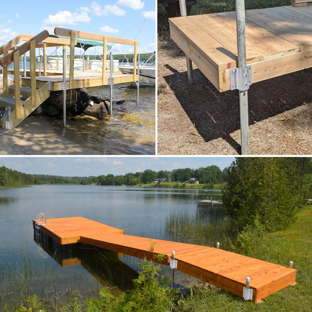 JYINCPED lifestyle image of corner bracket stabilizing a pier for safer dock use