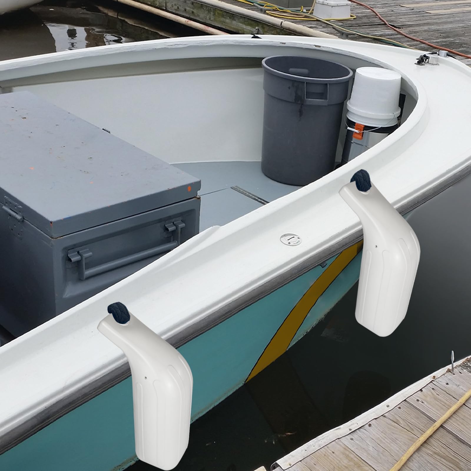 JYINCPED deflated fenders stacked compactly for easy onboard storage