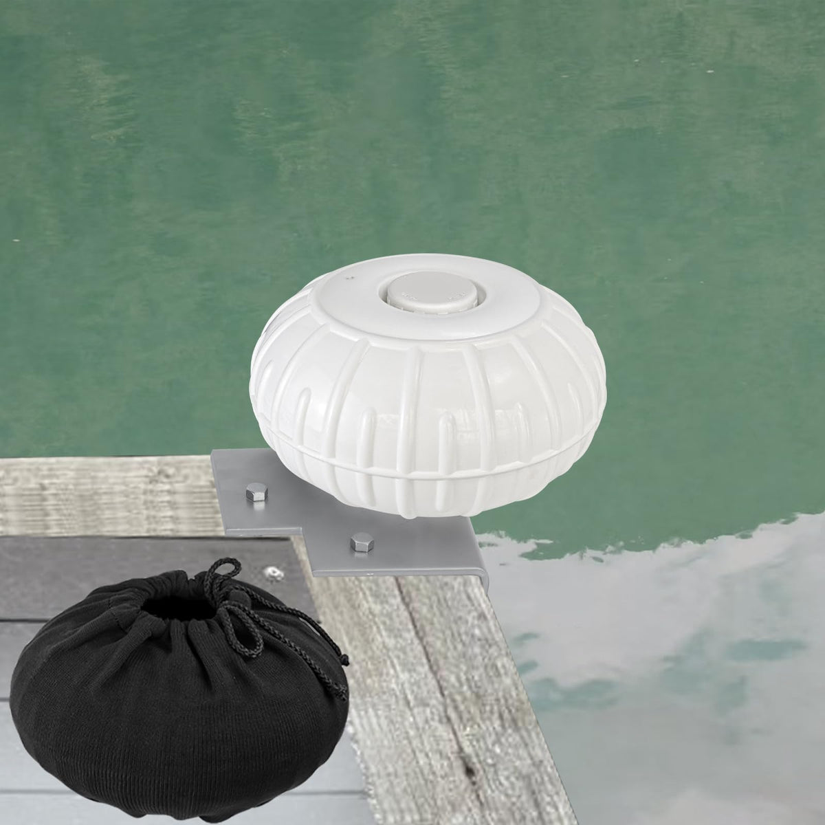 JYINCPED front view of dock wheel bumper showing protective roll and shape benefit