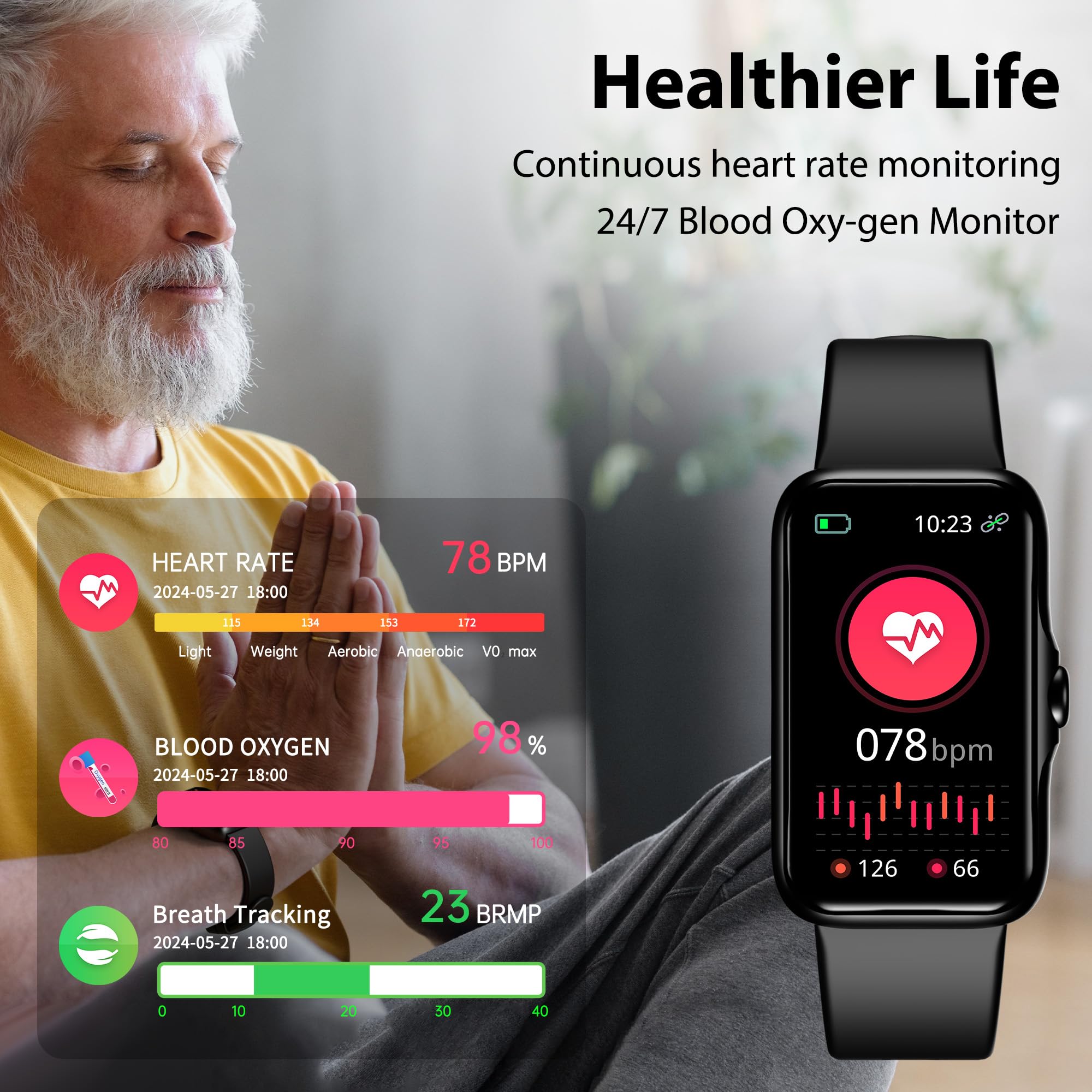 JYUAJOI rear heart-rate sensor close-up showing precise optical monitoring benefit