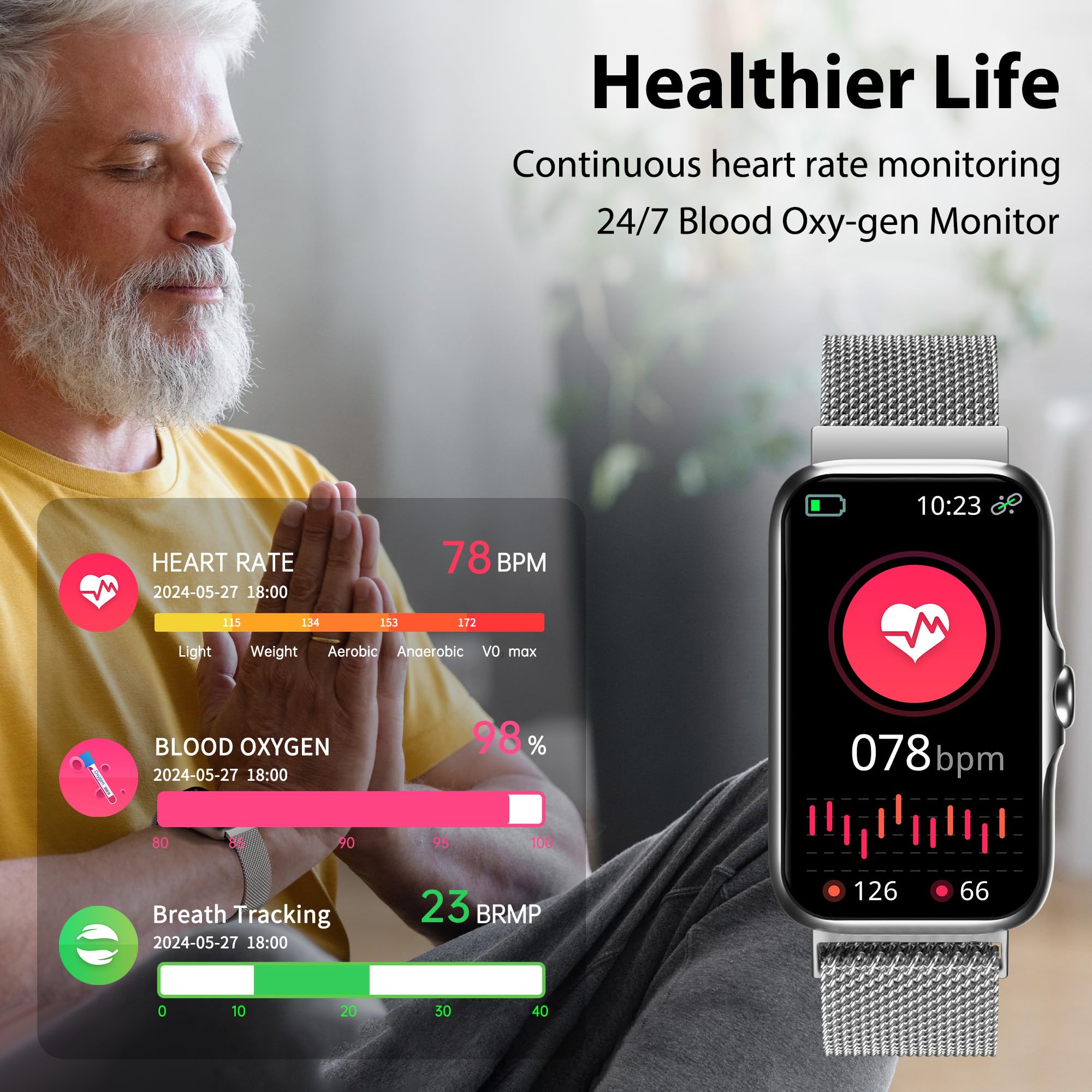 JYUAJOI tracker on wrist during run showing live heart-rate benefit for workouts