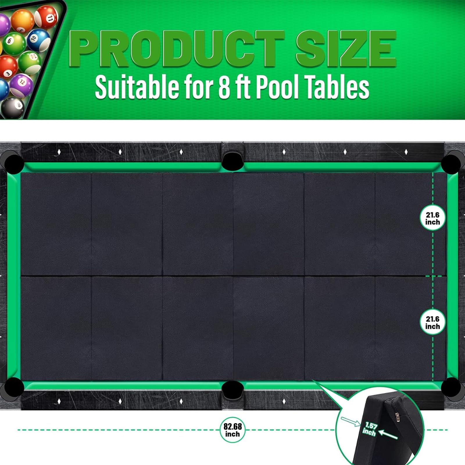 JZHLLA unfolded panels laid across an 8-foot pool table converting it to a flat top