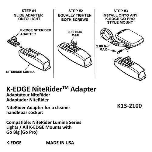 K-Edge adapter on handlebar during night ride illustrating secure fit and improved visibility