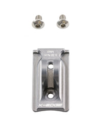 K-Edge adapter front view showing gunmetal finish and clean profile for tidy cockpit