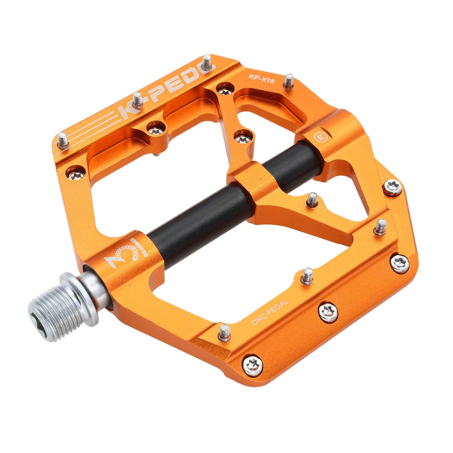 K PEDC front view of wide platform pedal showing stable foot support benefit