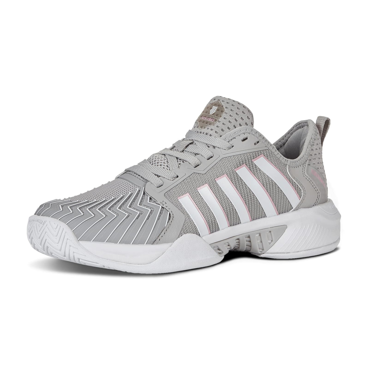 K-Swiss shoe front view showing Vapor Blue color and supportive toe box benefit