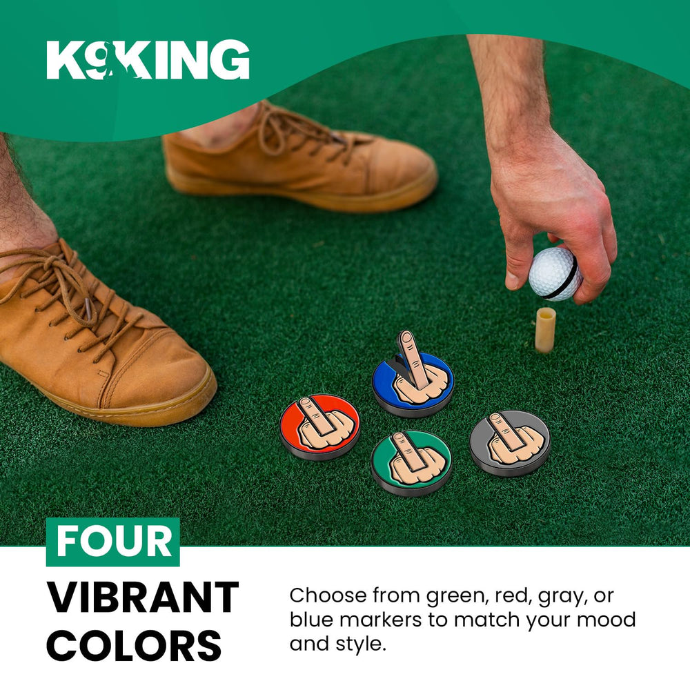 K9King lifestyle image of player using marker to mark ball and align putt