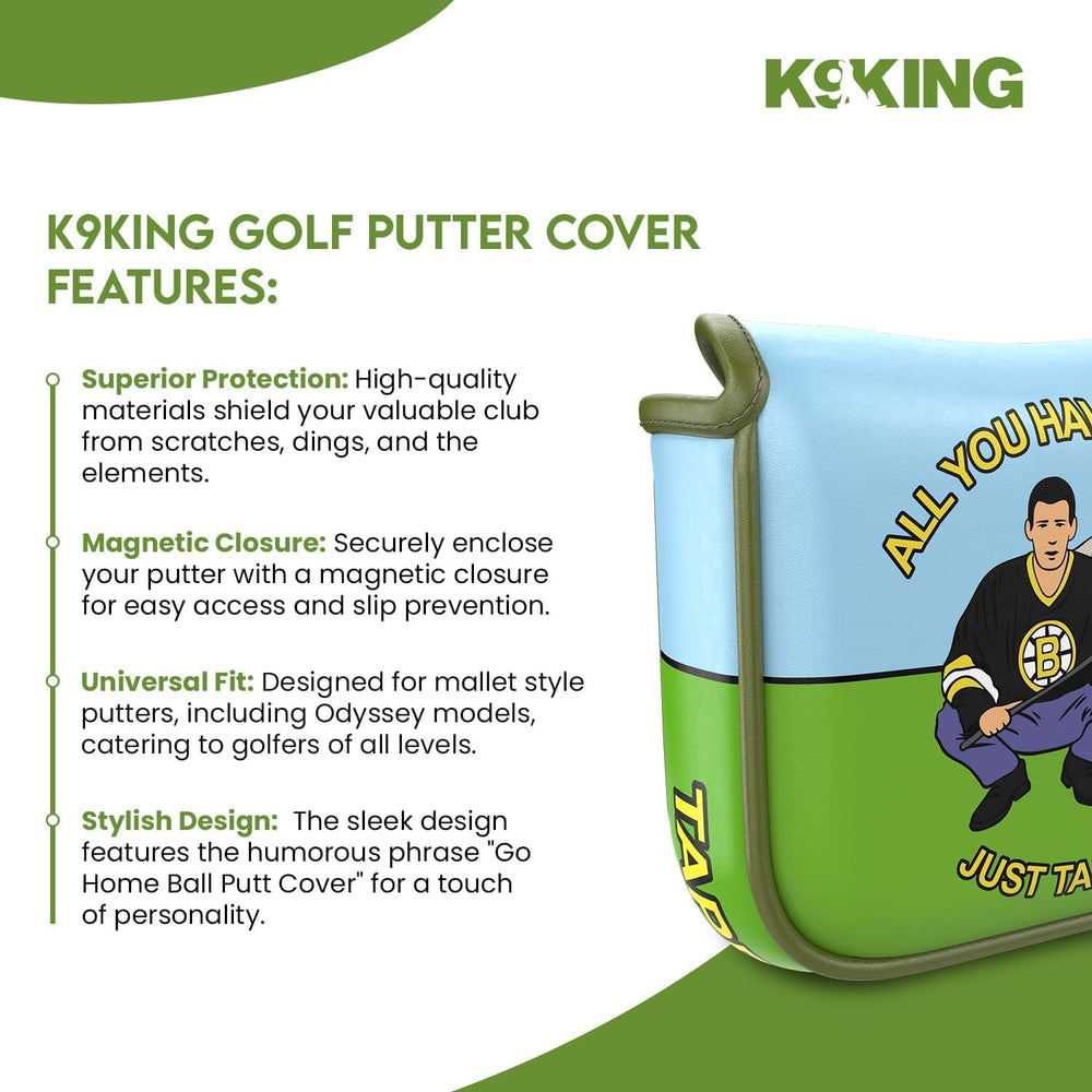 K9King putter inside cover on golf bag for safe transport