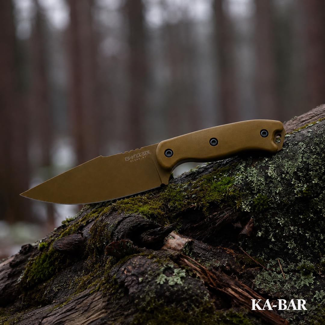 KA-BAR BK18 beside ruler showing 4.562-inch blade scale for sizing