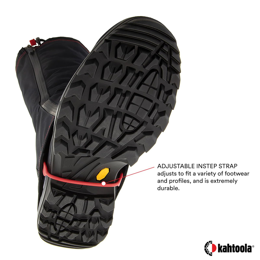 Kahtoola LEVAgaiter side on boot demonstrating low profile and fit