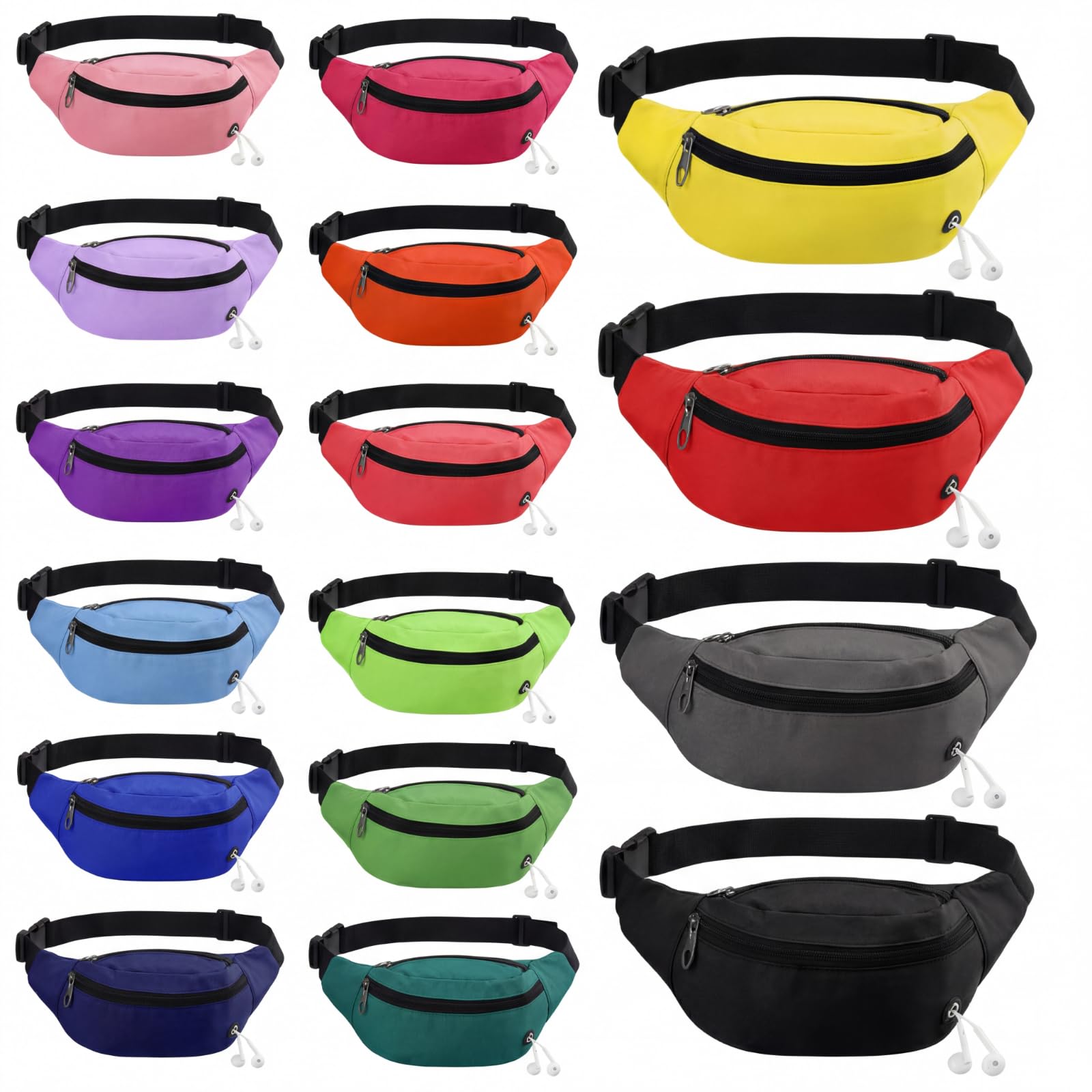Kajaia front view neon fanny pack showing compact storage benefit