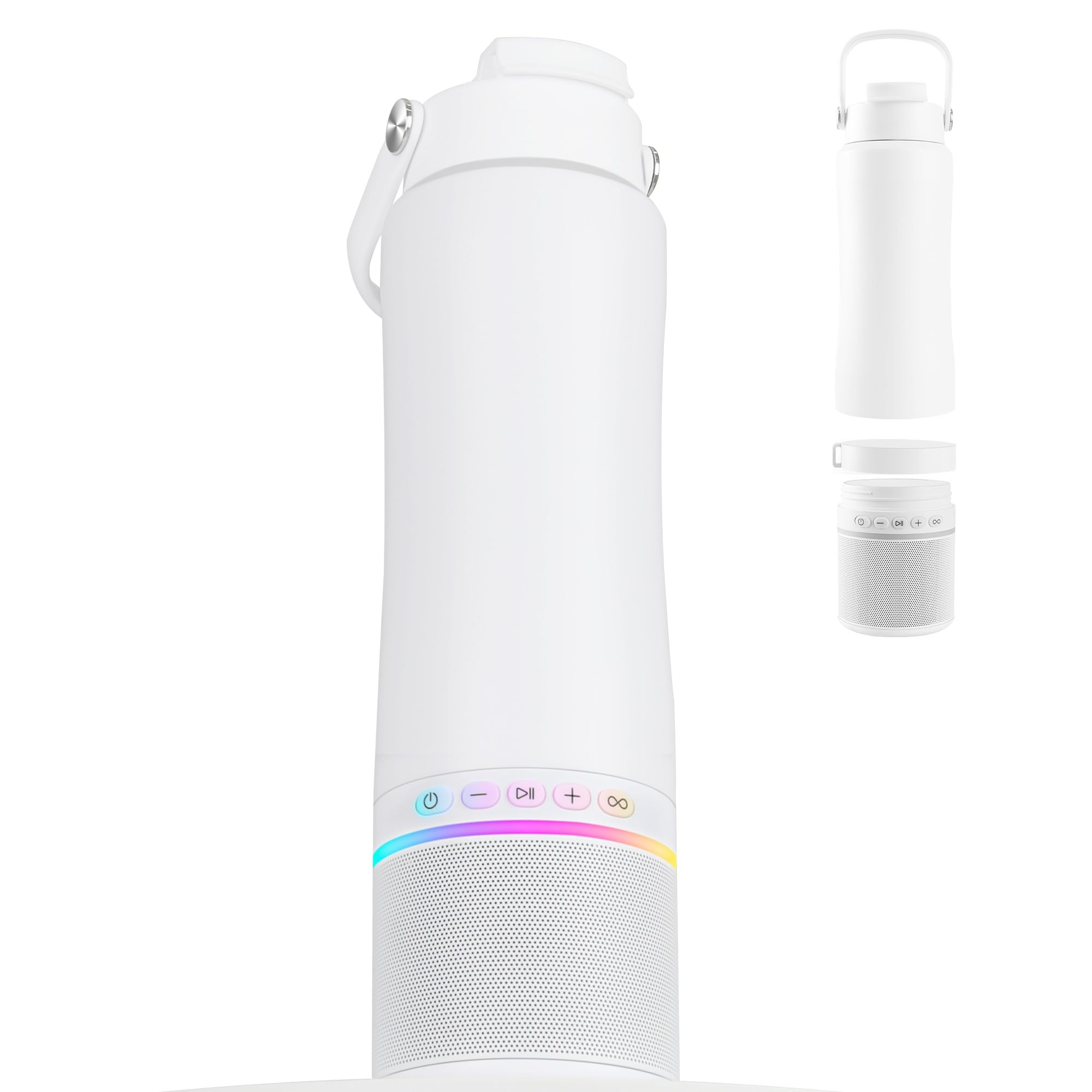 kakulo front view integrated bottle and speaker, portable music and hydration