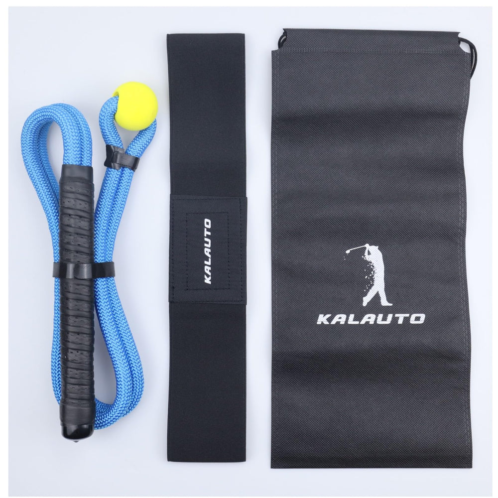 KALAUTO size comparison next to a golf club showing compact scale