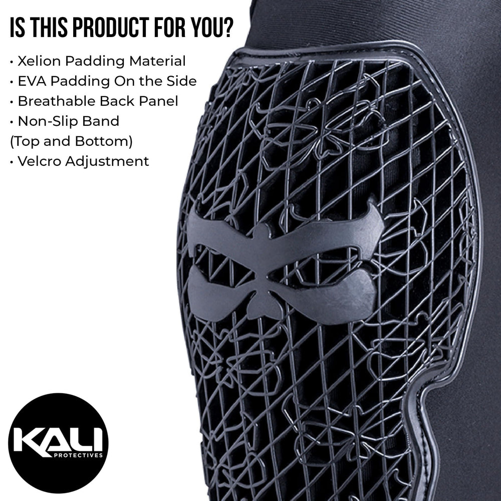 Kali Protectives size comparison with ruler showing forearm coverage benefit