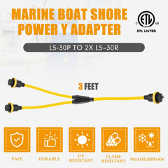 Kanayu adapter in use at a boat dock demonstrating visible yellow jacket for easier locating