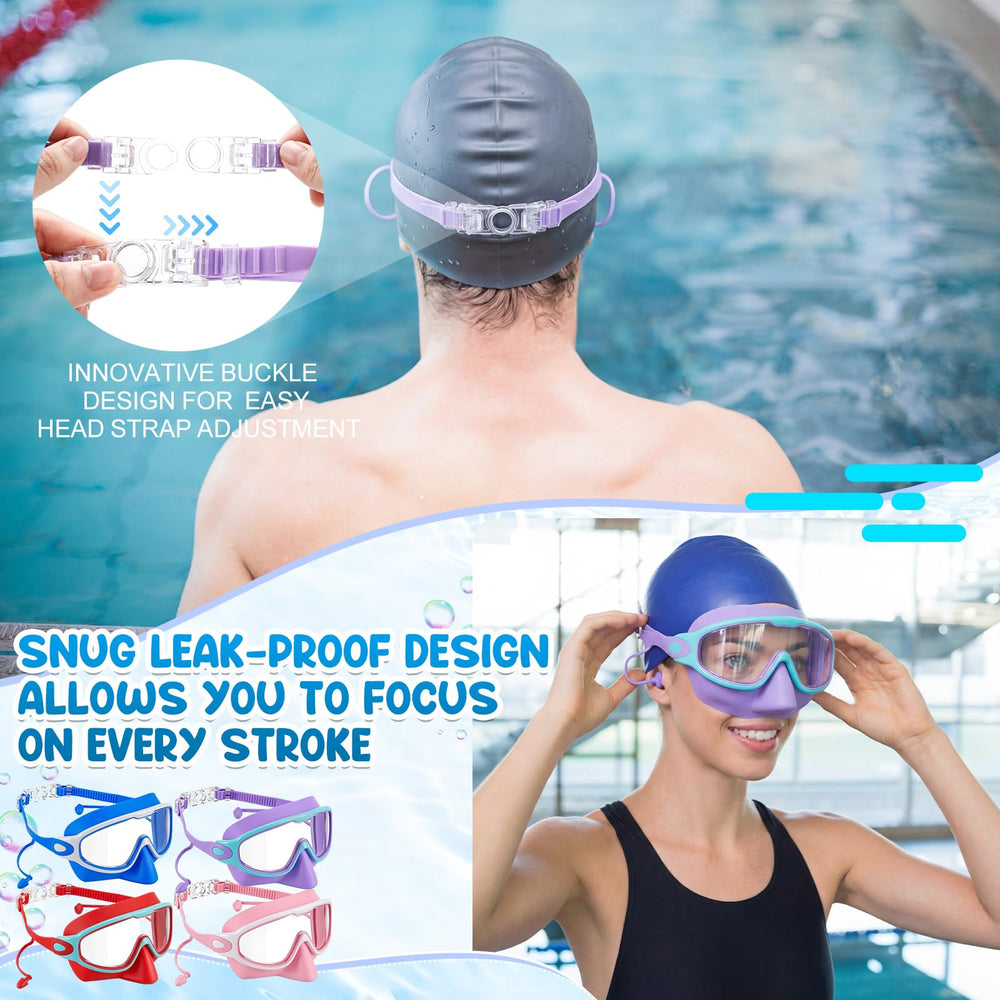 Kanayu goggles worn by swimmer in pool illustrating wide panoramic view benefit