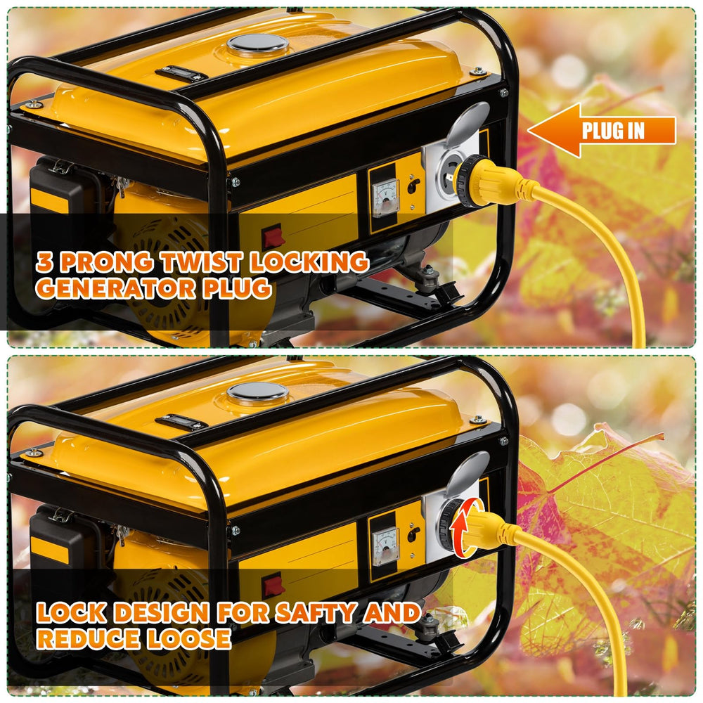 Kanayu plug attached to generator demonstrating safe shore power connection on site