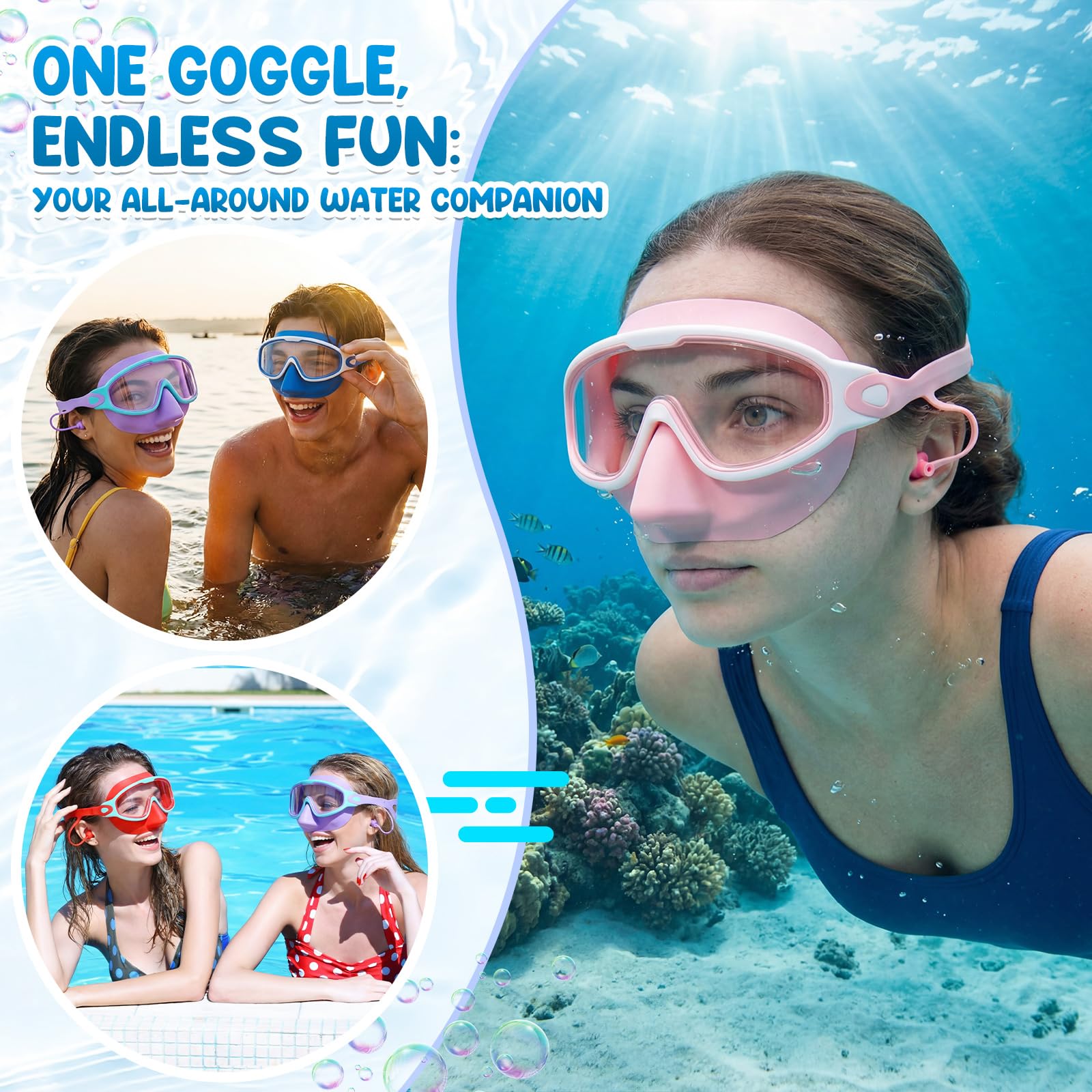 Kanayu goggles beside a ruler showing scale for adult fit and sizing clarity