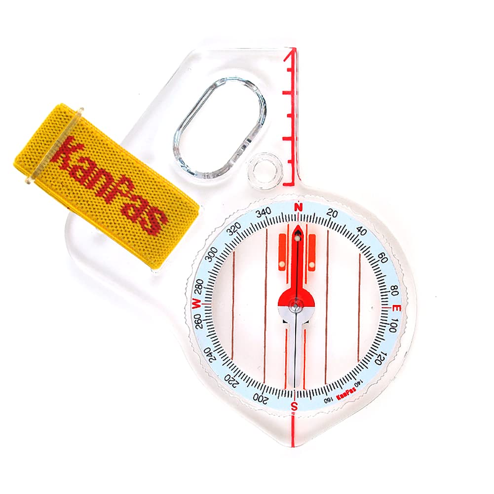 KanPas compass next to fingers showing scale for comfortable thumb fit