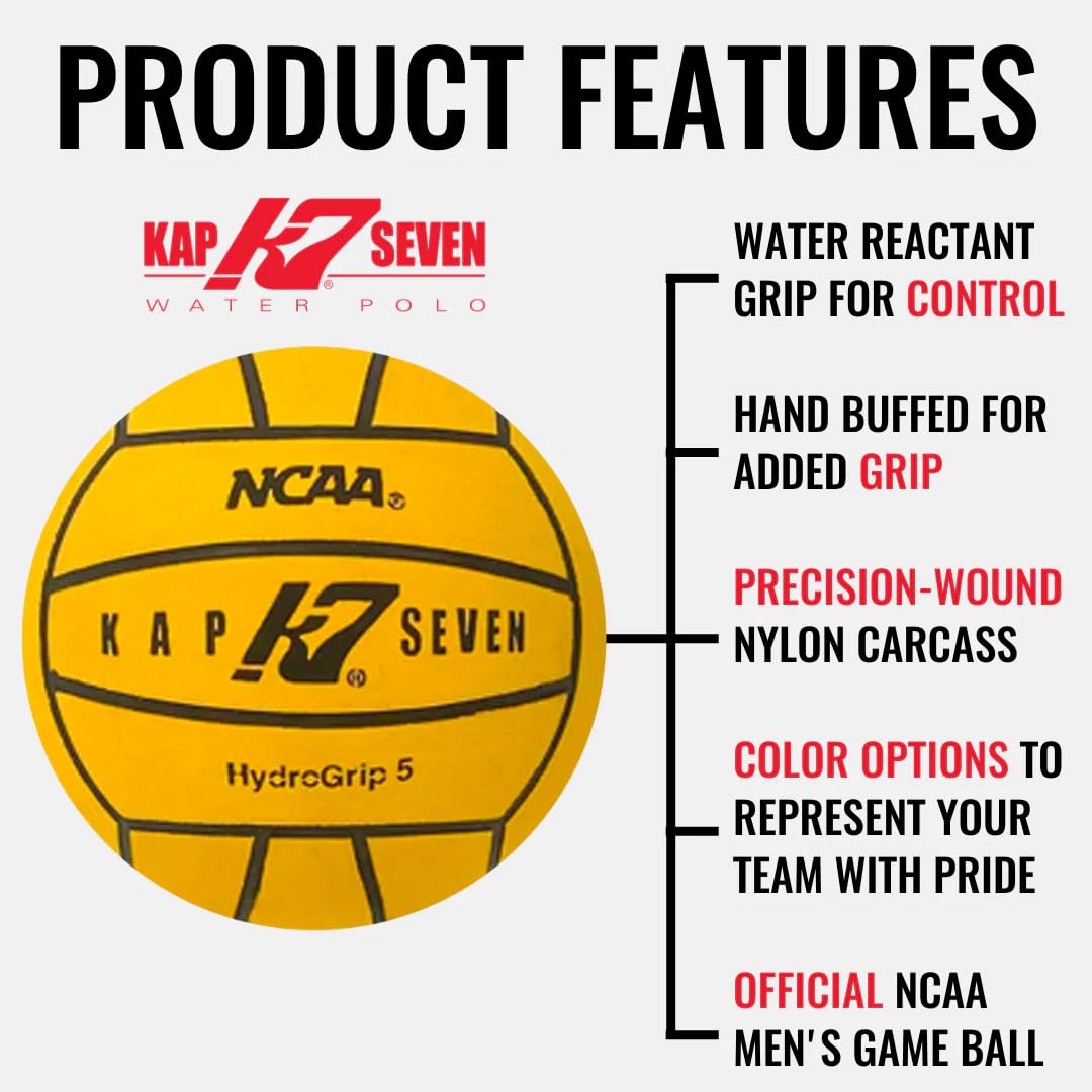 KAP K7 SEVEN ball beside ruler and label showing official Size 4 specs and match-ready design
