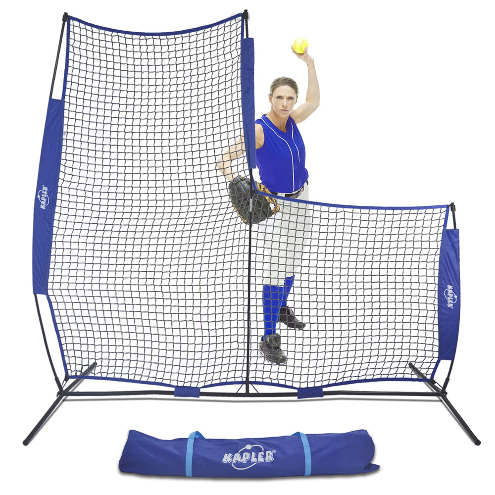 Kapler front view of L screen showing full protective coverage for pitchers