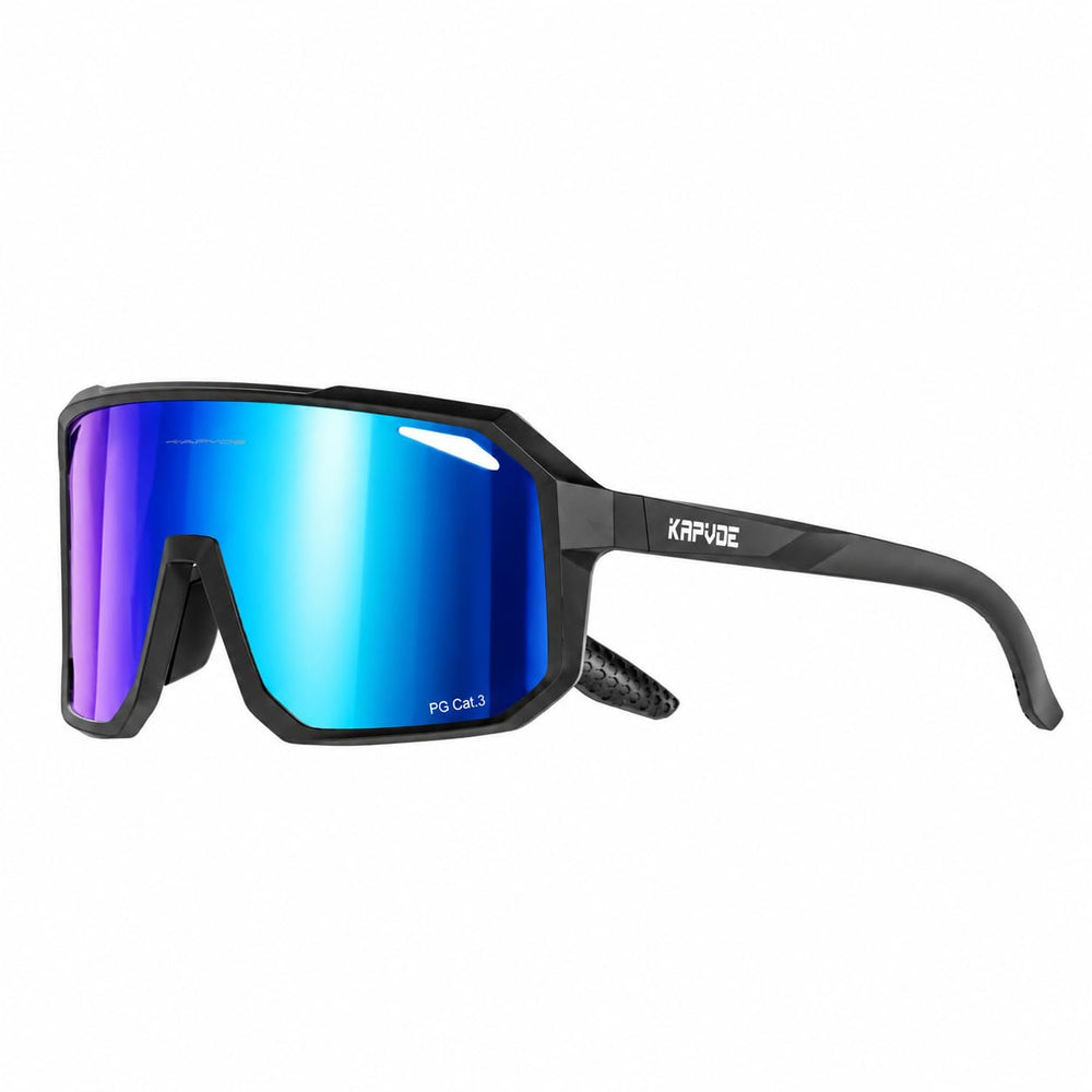 KAPVOE front view of glasses showing wraparound protection and clear fit