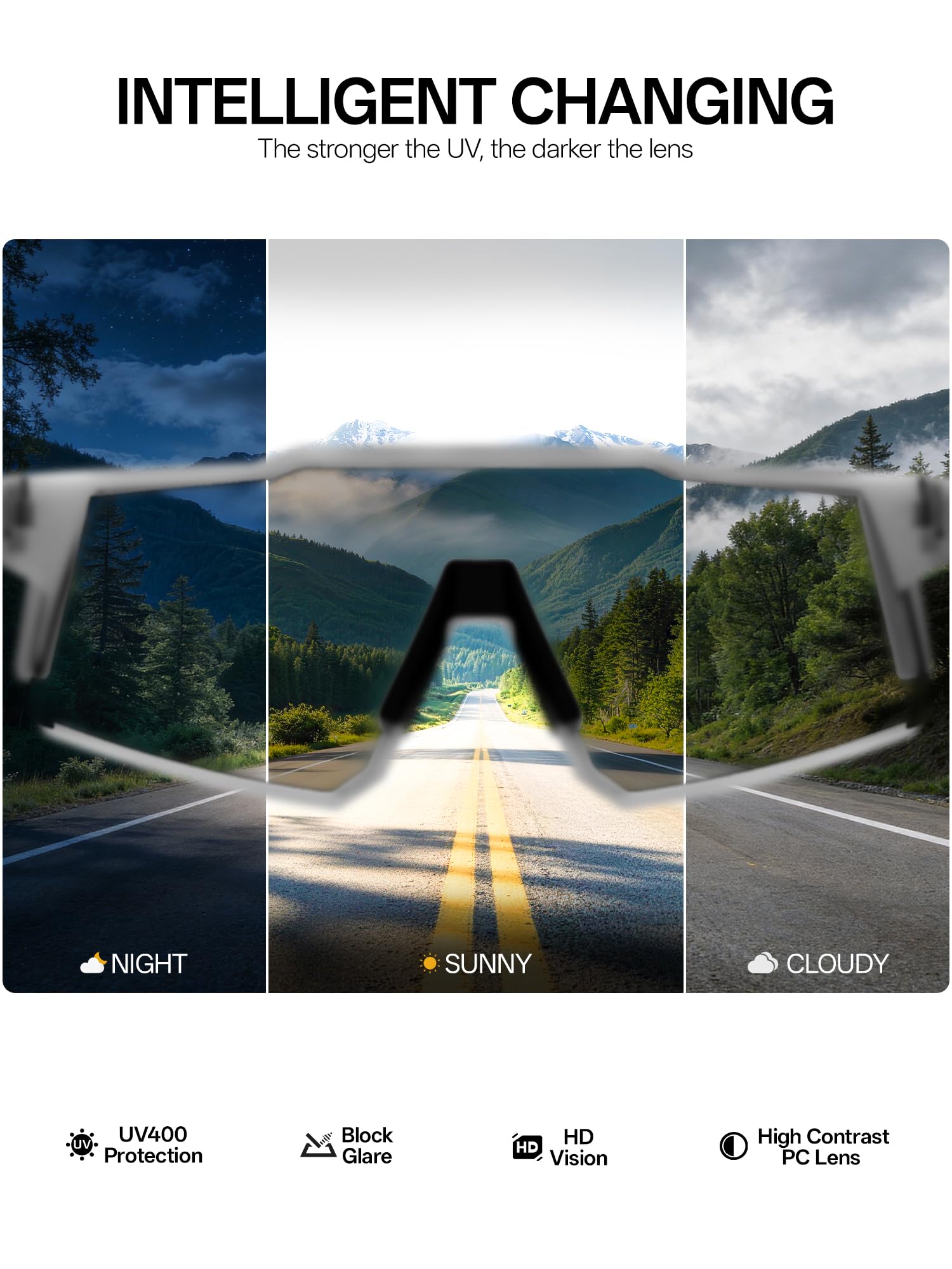 KAPVOE lens darkening in sunlight, demonstrates automatic photochromic transition