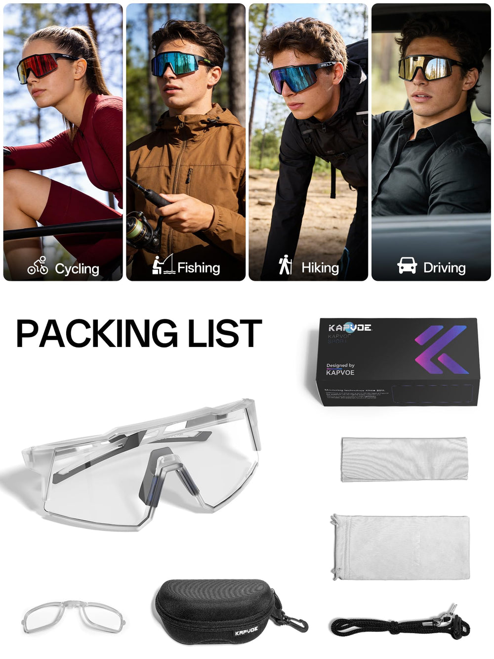 KAPVOE worn by cyclist on trail, improves visual clarity on mixed-light routes