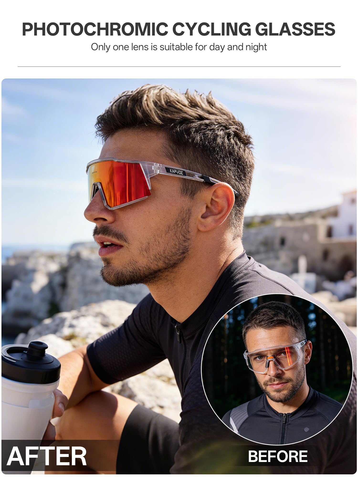 KAPVOE close-up of photochromic lens surface showing clarity and transition benefit