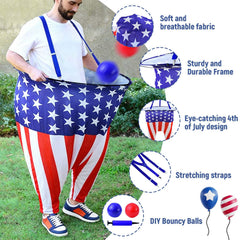 Karjiaja arrangement of red and blue inflatable balls demonstrating safe soft material