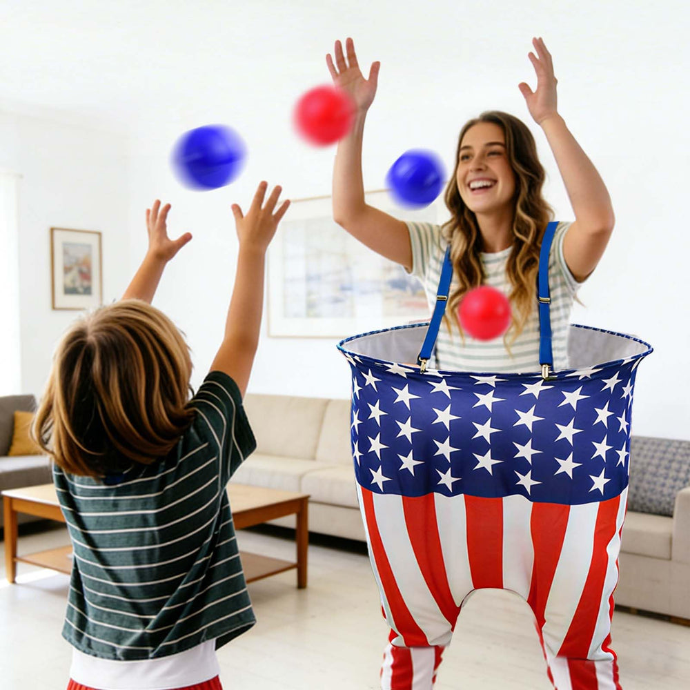 Karjiaja folded game set and balls packed for portable storage and travel