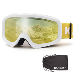 Karsaer front view showing goggles and packaging, clear product presentation and benefits