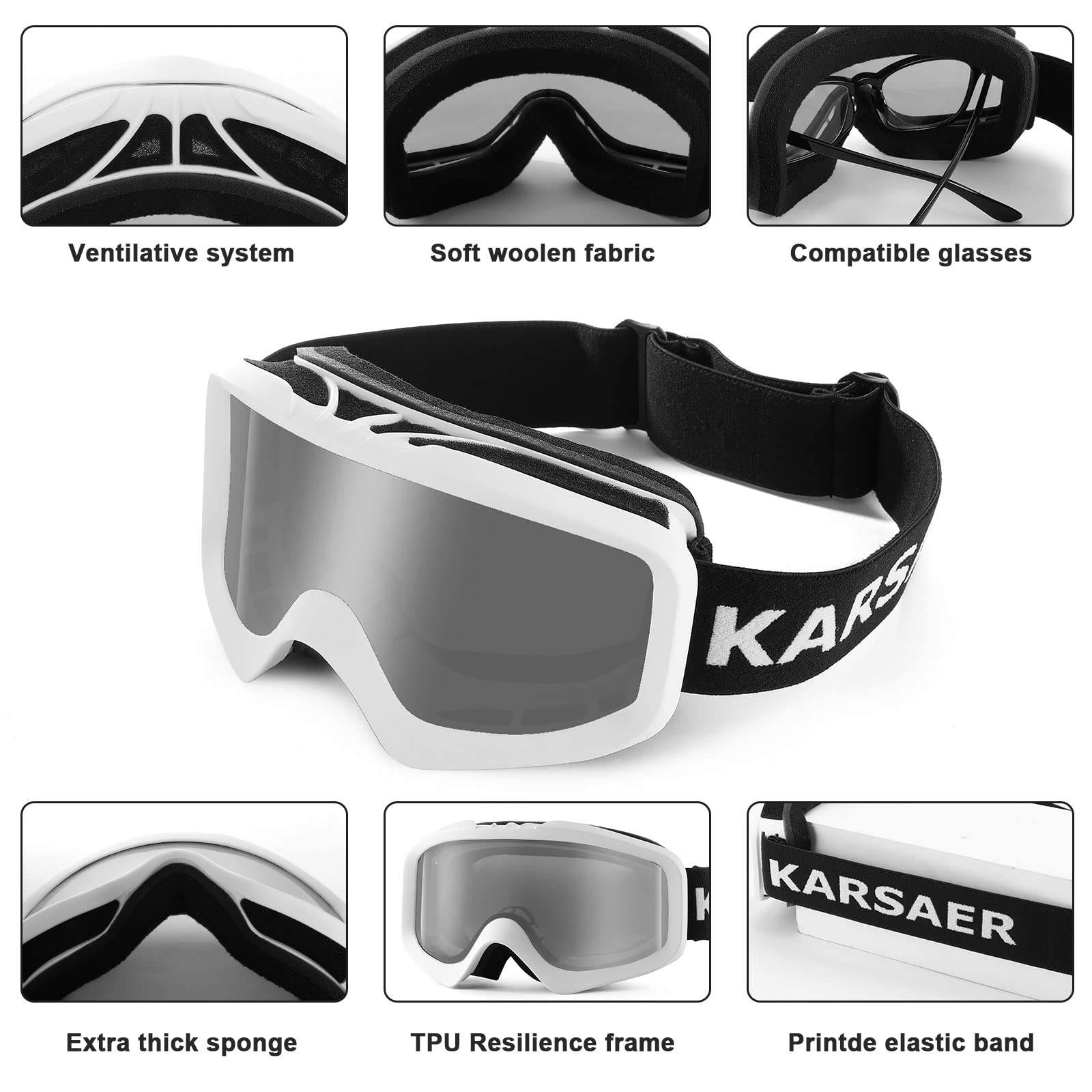 Karsaer goggles worn on a skier demonstrating stable fit and improved terrain visibility