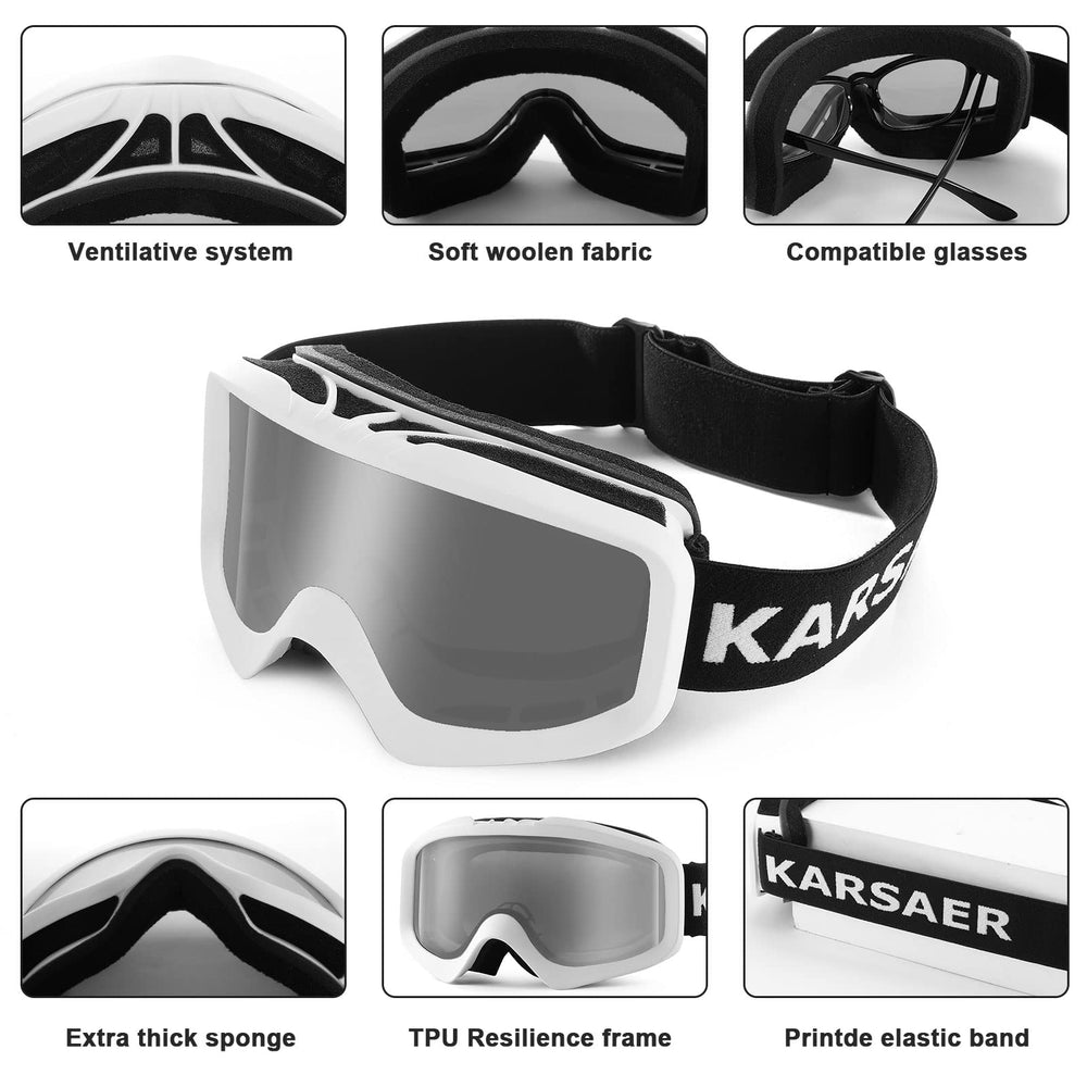 Karsaer goggles worn on a skier demonstrating stable fit and improved terrain visibility