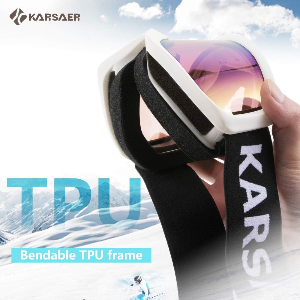 Karsaer goggles in action on skier showing wind protection and visibility