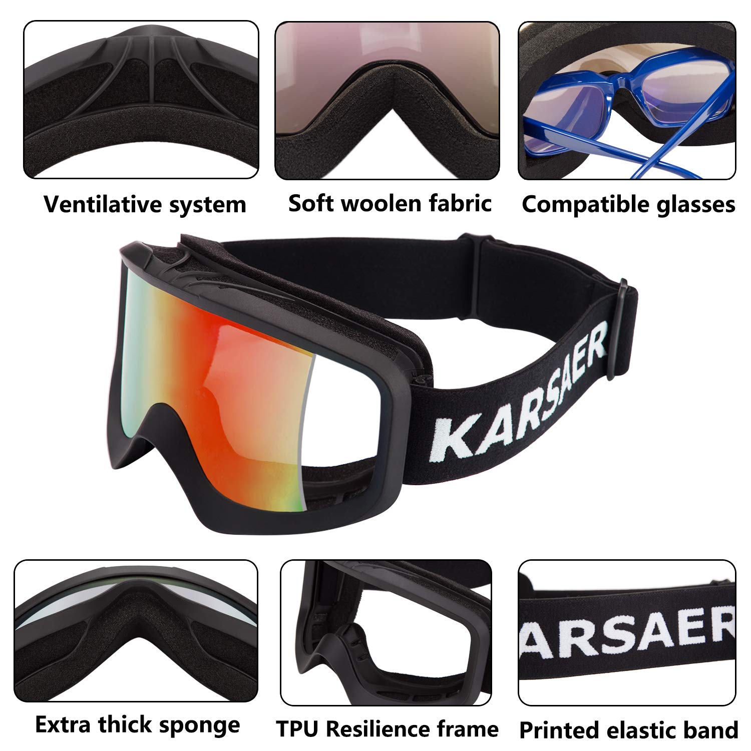 Karsaer goggles in use on snowboarder showing glare reduction and protection benefit