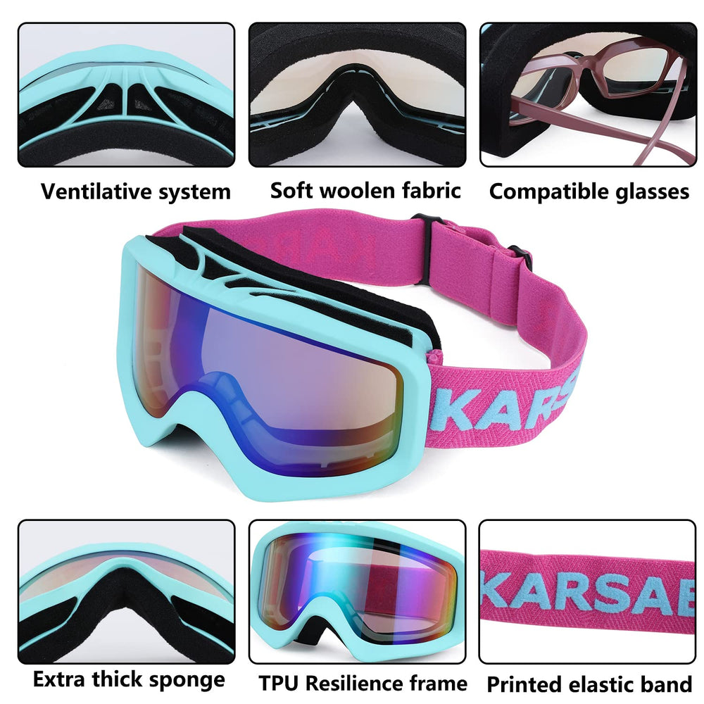 Karsaer goggles in use on skier showing protection and unobstructed view