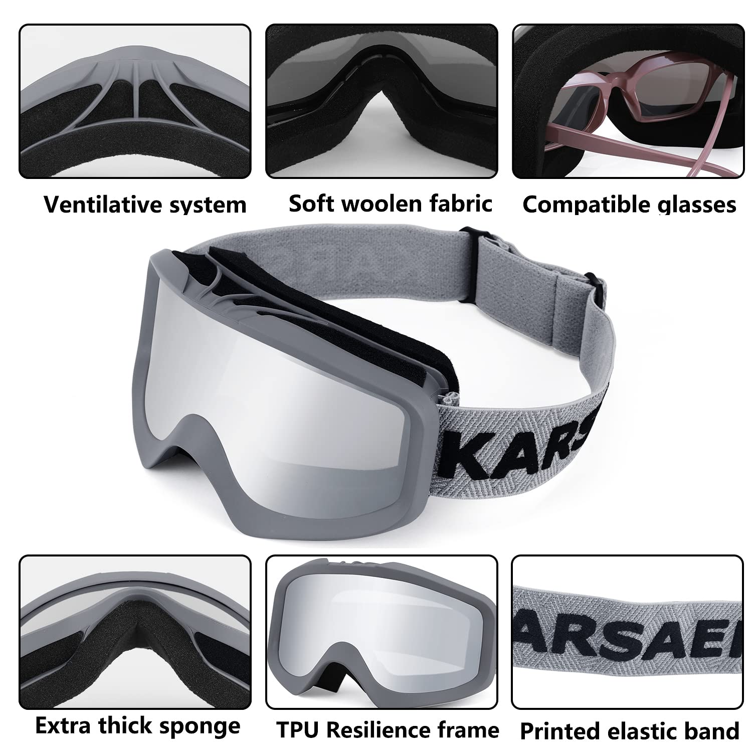 Karsaer goggles in use on snowy slope highlighting glare reduction