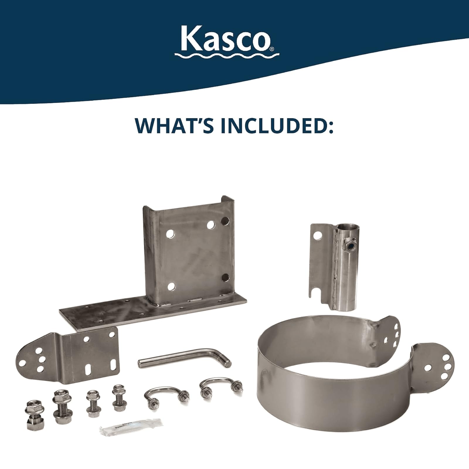 Kasco close-up of swivel bracket revealing robust adjustment and corrosion resistance