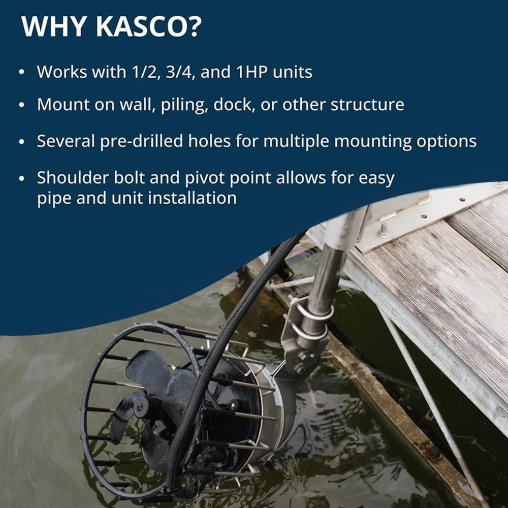 Kasco installed on a wooden piling demonstrating stable attachment and position control