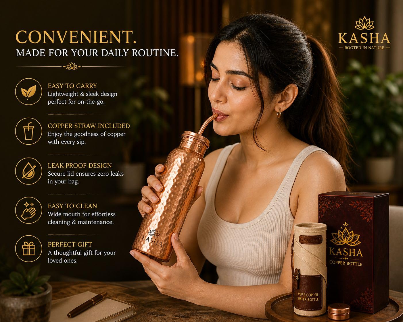 KASHA bottle in use at yoga demonstrating portable hydration on-the-go